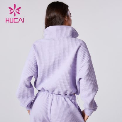 ODM High Collar Short Jacket Sports Full Zipper Crop Top Manufacturer - Image 5