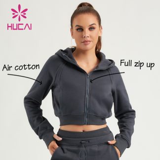 ODM Hooded Zipper Coat Windproof High-Neck Private Label Lady Gymwear