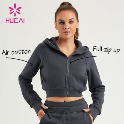 ODM Hooded Zipper Coat Windproof High-Neck Private Label Lady Gymwear