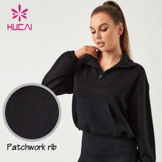 ODM Lady Fitness Sweatshirts High-Neck 1/4 Zipper Hoodies Supplier