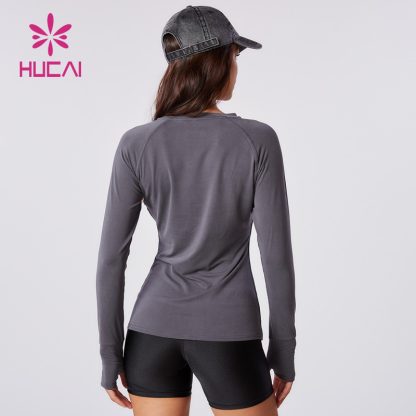 ODM Running T Shirts Recycled Fiber Fabric Long Sleeve Gym Clothes Supplier - Image 4