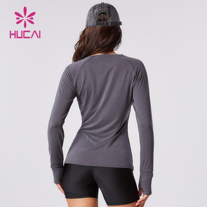 ODM Running T Shirts Recycled Fiber Fabric Long Sleeve Gym Clothes Supplier - Image 5