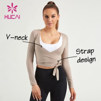 ODM Shirts Fake Two Pieces Fitness Square Neck Slim-Fit Women Top Factory