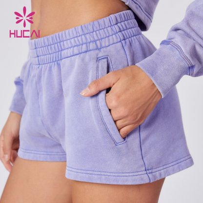ODM Washed Shorts A-line Type Women Pocket Soft Cotton Yogawear Factory - Image 2