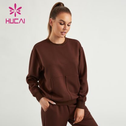 ODM Women Gym Sweatshirts Air Cotton Oversized Drop Shoulder Hoodies China - Image 2