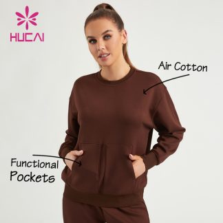ODM Women Gym Sweatshirts Air Cotton Oversized Drop Shoulder Hoodies China