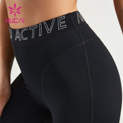 ODM Women Legging Rhinestone Alphabet Waistband OEM Tights Yoga Pants - Image 2