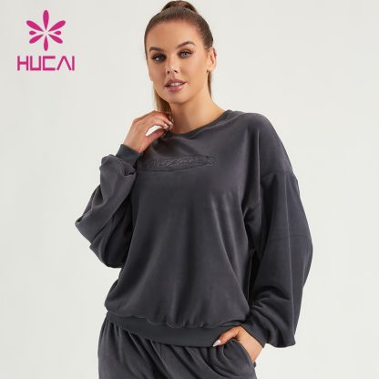 ODM Women Sweatshirts Oversized Fleece Fabric Fitness Hoodies Supplier - Image 2