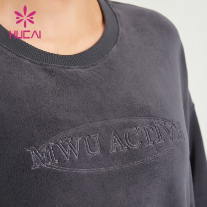 ODM Women Sweatshirts Oversized Fleece Fabric Fitness Hoodies Supplier - Image 3