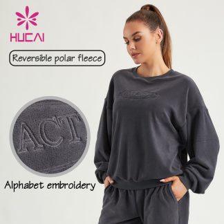 ODM Women Sweatshirts Oversized Fleece Fabric Fitness Hoodies Supplier