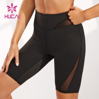 ODM Women Tights High Waist Stitching Mesh Design Short Yoga Pants Factory - Image 3