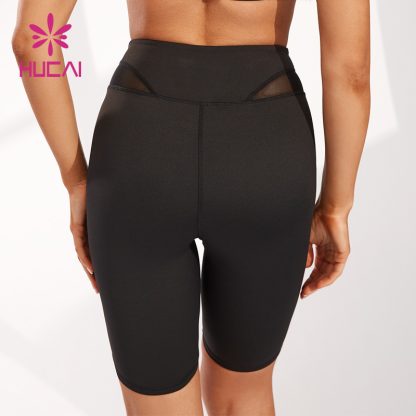 ODM Women Tights High Waist Stitching Mesh Design Short Yoga Pants Factory - Image 5