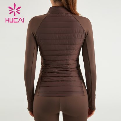 ODM Women Yoga Fabrics Coats Mid-High Neck Spliced Jacket ODM Serve - Image 4