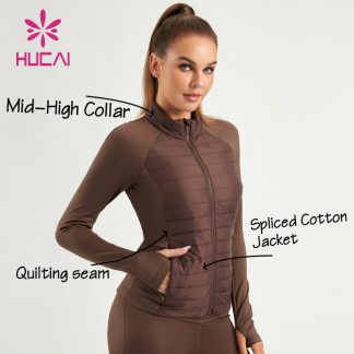 ODM Women Yoga Fabrics Coats Mid-High Neck Spliced Jacket ODM Serve