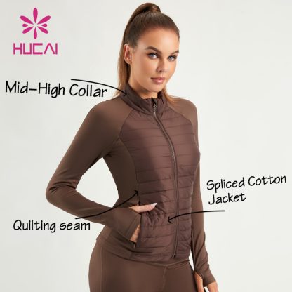 ODM Women Yoga Fabrics Coats Mid-High Neck Spliced Jacket ODM Serve