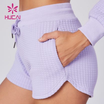 ODM Yoga Mini Shorts Elastic Waist Women Pocket Yogawear Factory - Image 3