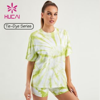 OEM 100% Cotton Gym Shirts Tie-Dye OVERSIZE Custom Fashion Short Sleeve