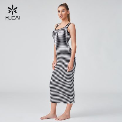 OEM Generous Collar Slim Fit Elastic Ribbed Long Dress Sportswear Manufacturer - Image 2