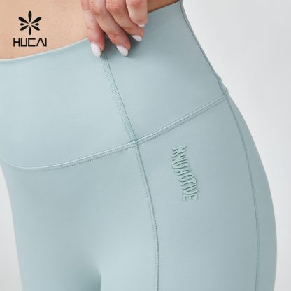 OEM High Waist 3D Silicone Logo Women Yoga Leggings - Image 3