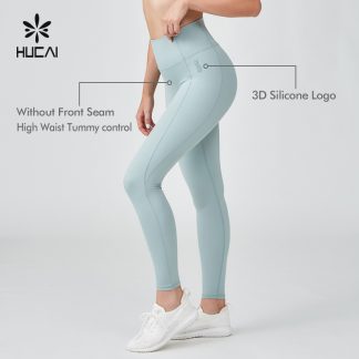 OEM High Waist 3D Silicone Logo Women Yoga Leggings