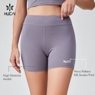 OEM Modal Spandex Silk Screen High Waist Sports Shorts For Women