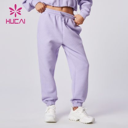 OEM ODM Sports Joggers Lavender Color Women Washed Sweatpants Supplier - Image 3