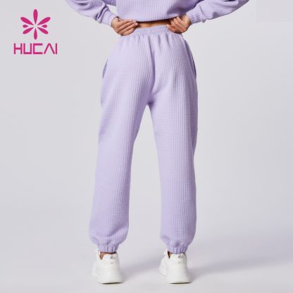 OEM ODM Sports Joggers Lavender Color Women Washed Sweatpants Supplier - Image 4