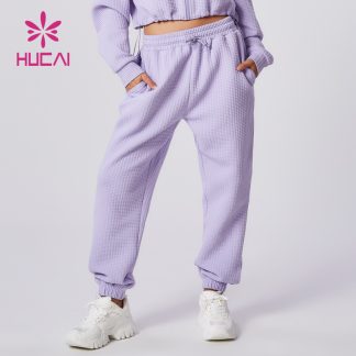 OEM ODM Sports Joggers Lavender Color Women Washed Sweatpants Supplier
