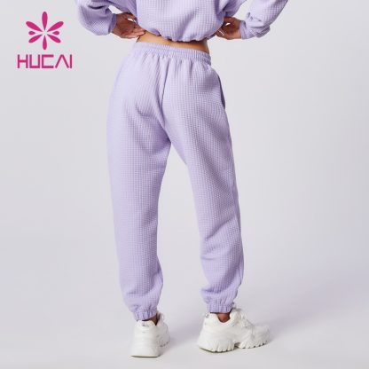 OEM ODM Sports Joggers Lavender Color Women Washed Sweatpants Supplier - Image 5