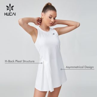 OEM Patchwork Back Pleat Asymmetry Tennis Dress For Women