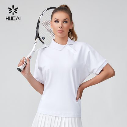 OEM Skew Collar Oversized Sports Tennis Top For Women - Image 2
