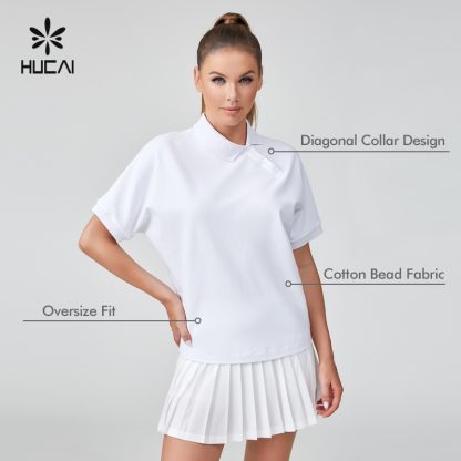 OEM Skew Collar Oversized Sports Tennis Top For Women