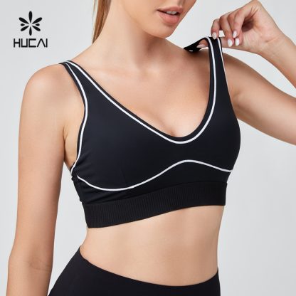 OEM Sport Bra Streamlined Contrast Color Stitching Double Strap - Image 2