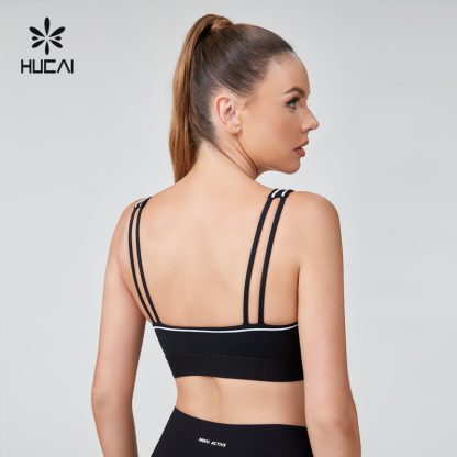 OEM Sport Bra Streamlined Contrast Color Stitching Double Strap - Image 3