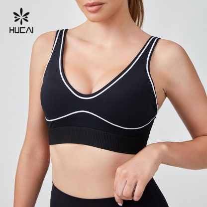 OEM Sport Bra Streamlined Contrast Color Stitching Double Strap - Image 4