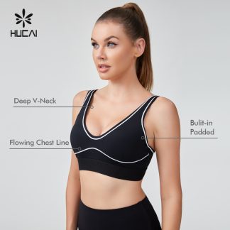 OEM Sport Bra Streamlined Contrast Color Stitching Double Strap