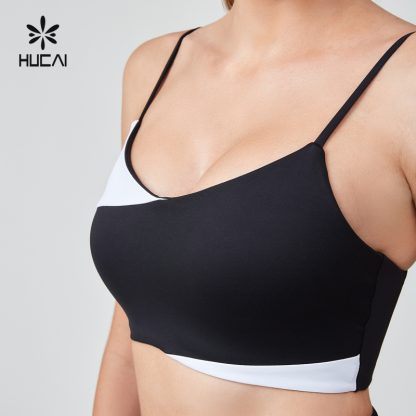 OEM Sports Bra Black And White Overlap Adjustable Thin Strap Padded - Image 3