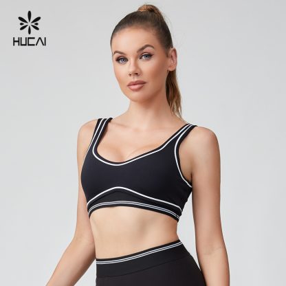 OEM Sports Bra Scooped Neck Streamlined Contrasting Stitching - Image 2