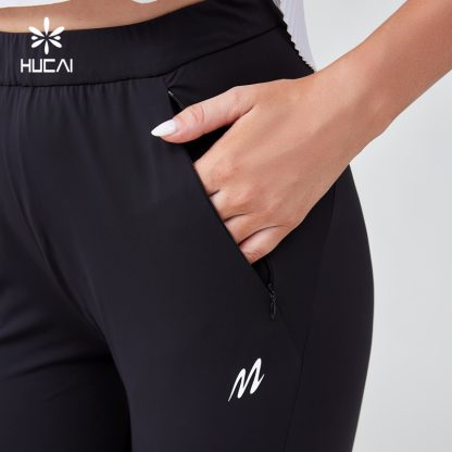 OEM Sports Leggings Elastic Waist Silk Screen Hidden Zipper Pocket - Image 4