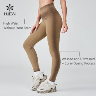 OEM Sports leggings Washed And Distressed Spray Dyeing Process Sportswear Manufacturer