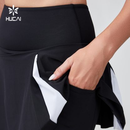 OEM Tennis Skirt Black And White Patchwork A-line With Inner Shorts - Image 4