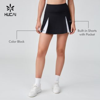 OEM Tennis Skirt Black And White Patchwork A-line With Inner Shorts