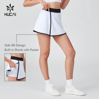 OEM Tennis Skirt Black And White Patchwork Split Hem A-line