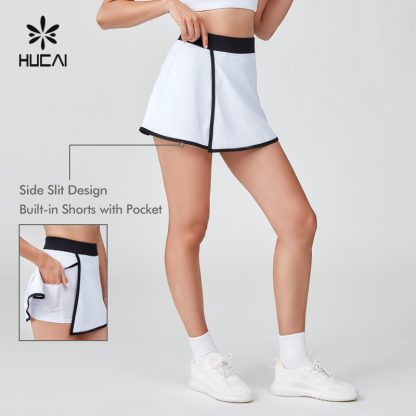 OEM Tennis Skirt Black And White Patchwork Split Hem A-line