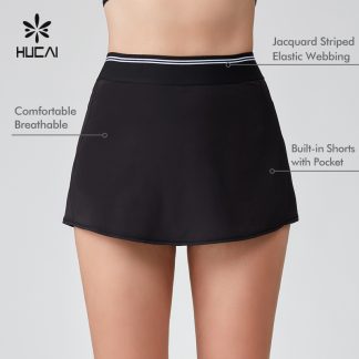 OEM Tennis Skirt Jacquard Striped Webbing Four Way Stretch Build In Shorts