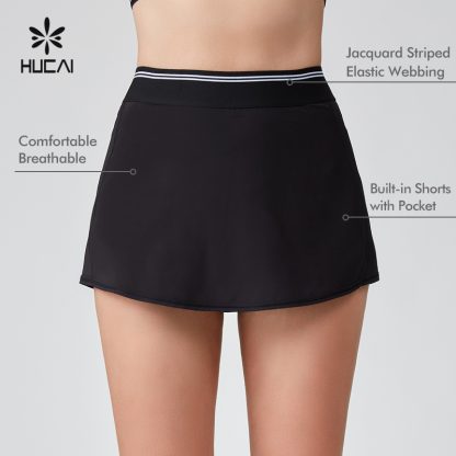 OEM Tennis Skirt Jacquard Striped Webbing Four Way Stretch Build In Shorts