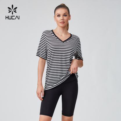OEM V-neck OVERSIZE Cotton Linen Blend Short Sleeved Shirt Sportswear Manufacturer - Image 2