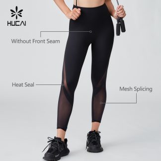 OEM Without Front Seam Heat Seal Mesh Splicing Yoga Pants Sportswear Manufacturer