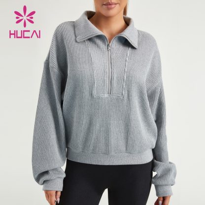 Private Label Fitness Hoodies High Collar 1/4 Zipper Lady Gymwear Supplier - Image 4