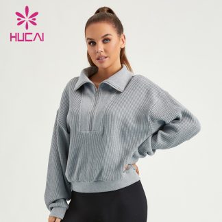 Private Label Fitness Hoodies High Collar 1/4 Zipper Lady Gymwear Supplier
